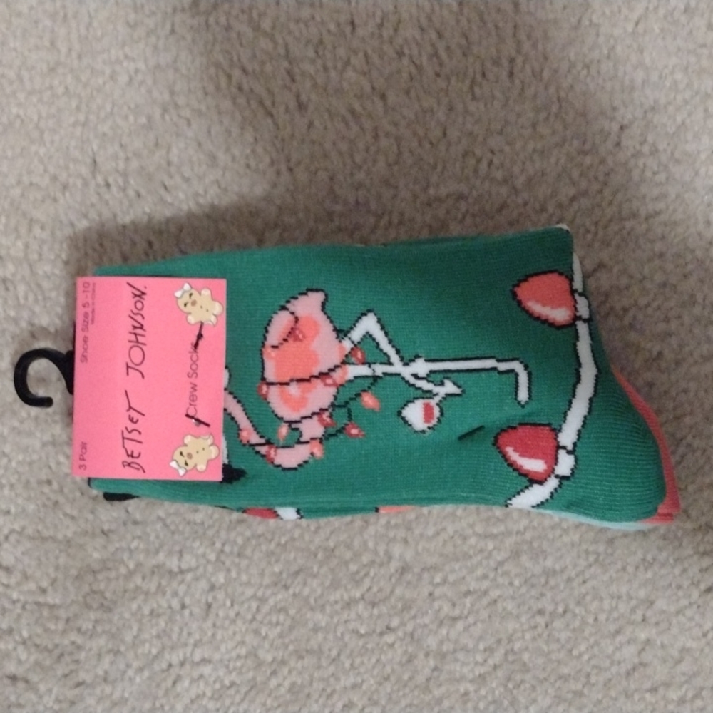 Betsey Johnson Crew Socks 3pk